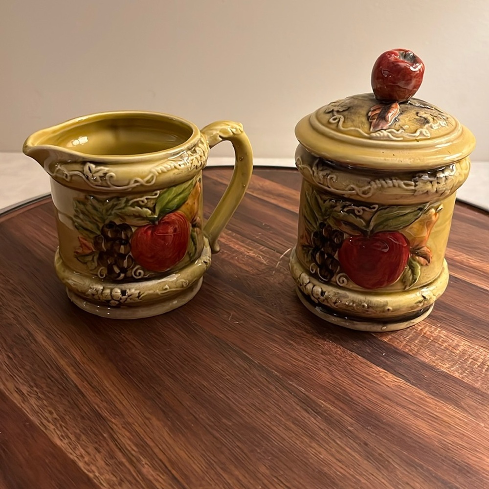 Vintage Lefton Fruit Sugar & Creamer Set